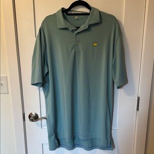 Peter Millar Masters Polo Green and Purple Stripe Size XL